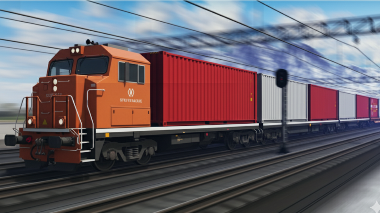 Freight train with containers